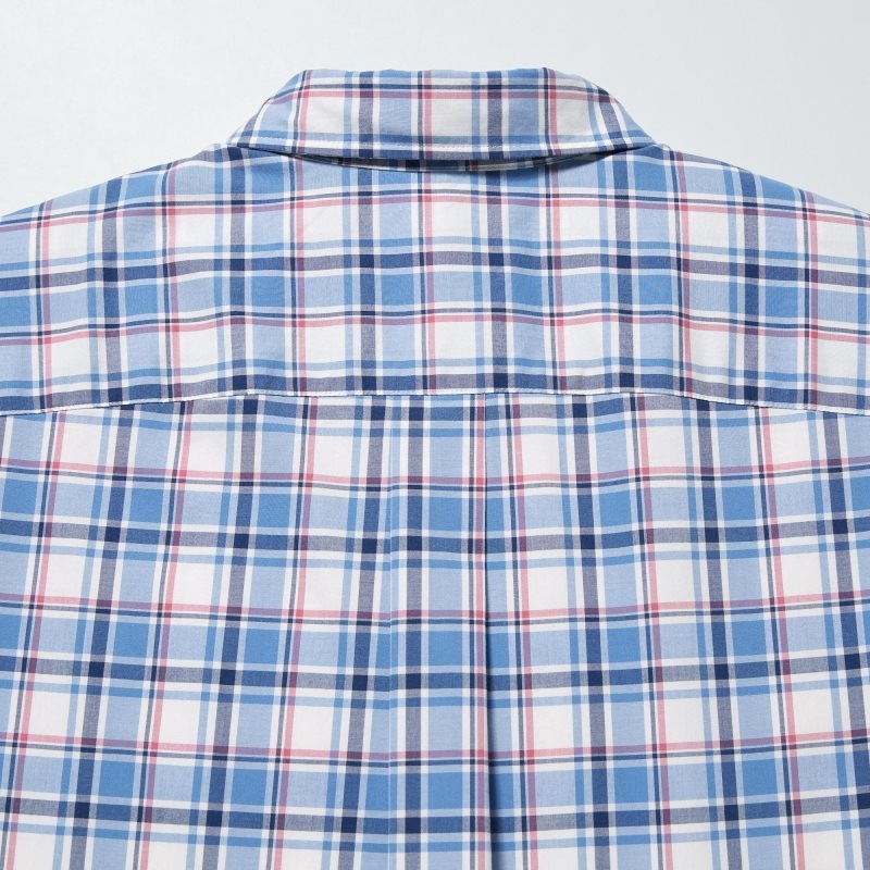 Chemises Uniqlo Extra Fine Cotton Short-sleeve Homme Bleu | 3348188