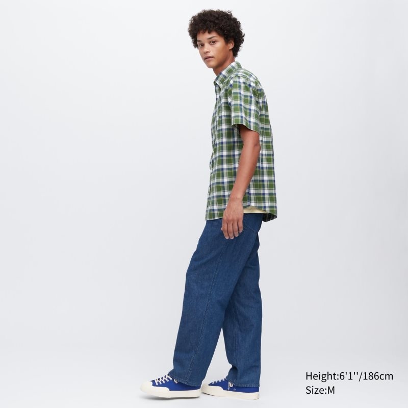 Chemises Uniqlo Extra Fine Cotton Short-sleeve Homme Vert | 7120572