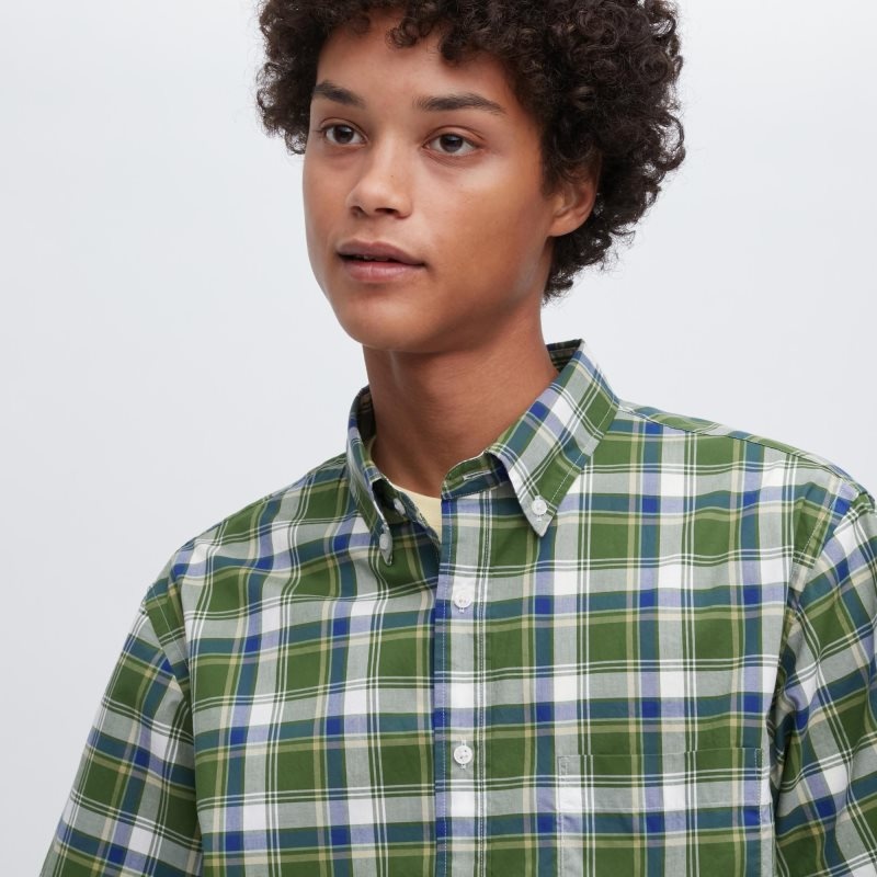 Chemises Uniqlo Extra Fine Cotton Short-sleeve Homme Vert | 7120572