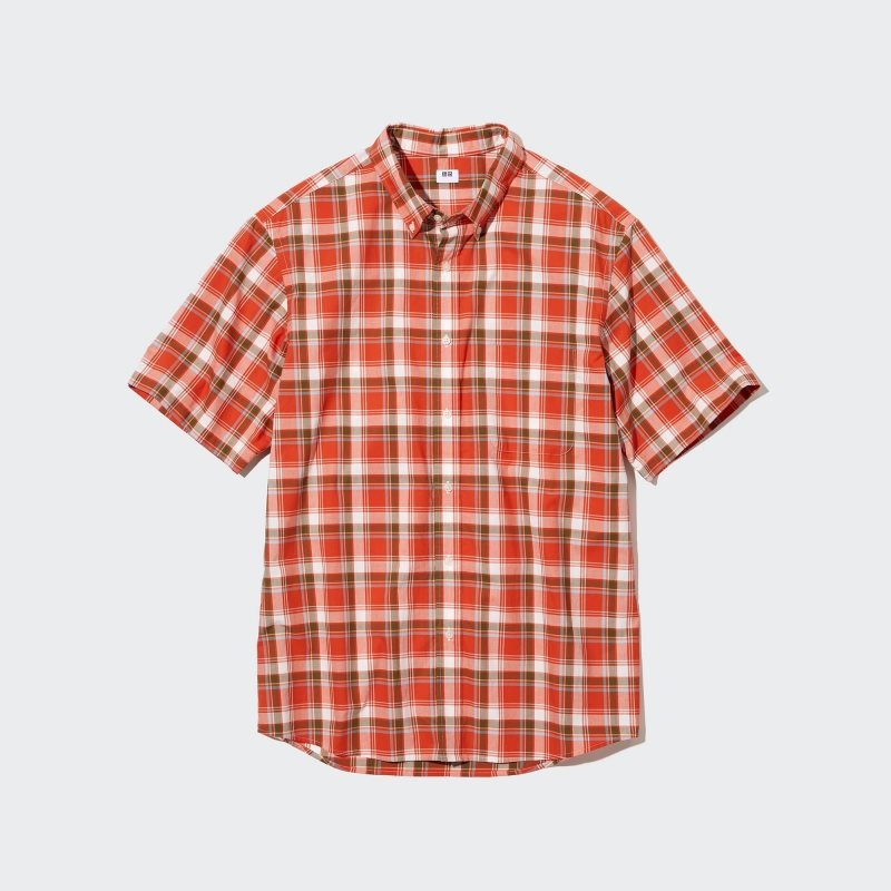Chemises Uniqlo Extra Fine Cotton Short-sleeve Homme Orange | 7946984