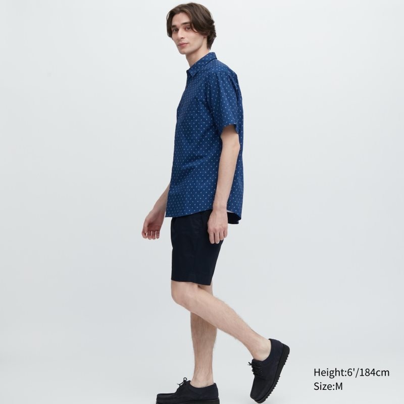 Chemises Uniqlo Extra Fine Cotton Short-sleeve Homme Bleu | 891921