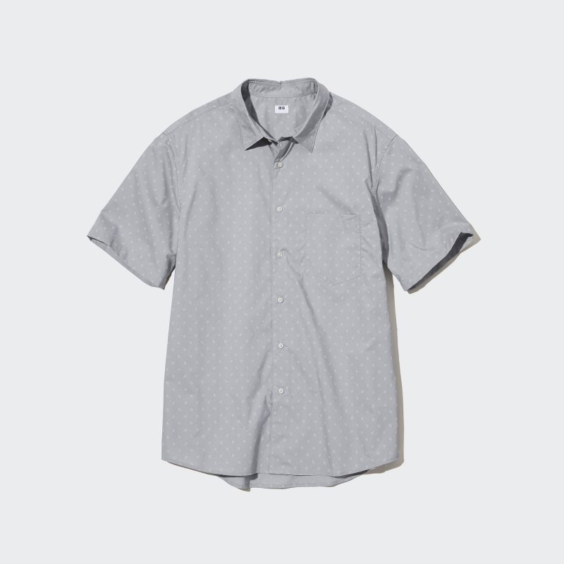 Chemises Uniqlo Extra Fine Cotton Short-sleeve Homme Grise | 9561133