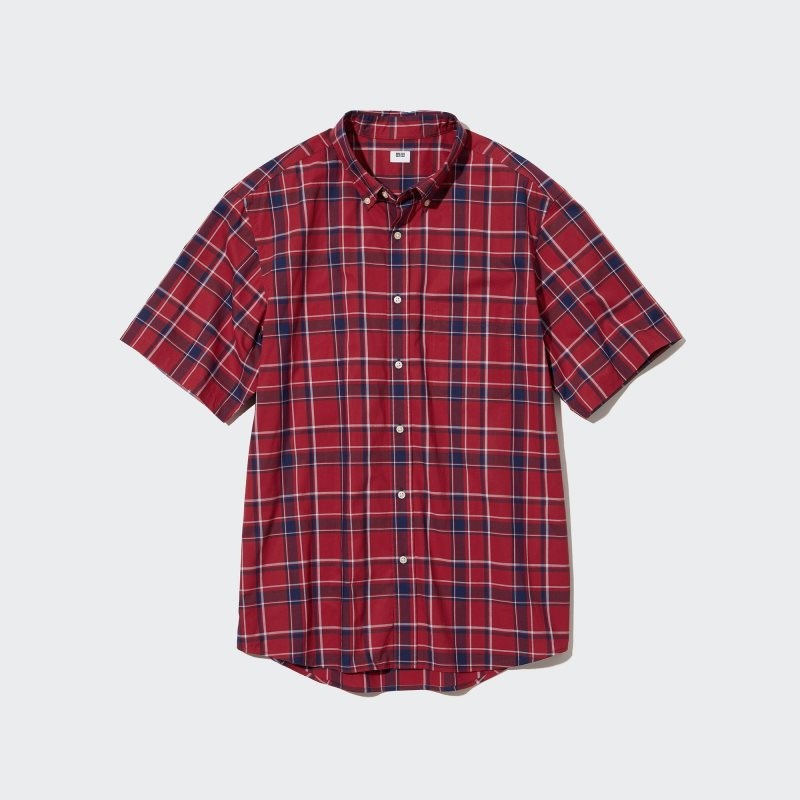 Chemises Uniqlo Extra Fine Cotton Short-sleeve Homme Rouge | 7995978