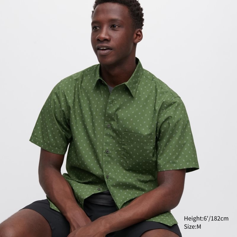 Chemises Uniqlo Extra Fine Cotton Short-sleeve Homme Vert Olive | 9044792