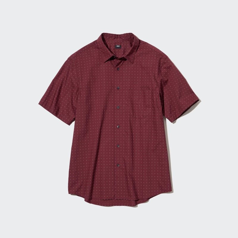 Chemises Uniqlo Extra Fine Cotton Short-sleeve Homme Bordeaux | 8767424