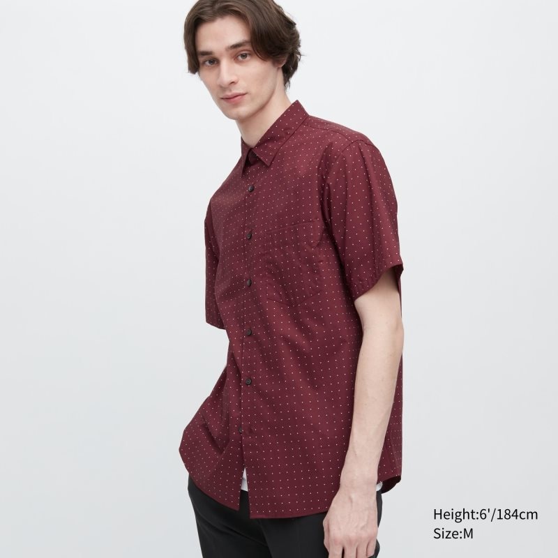 Chemises Uniqlo Extra Fine Cotton Short-sleeve Homme Bordeaux | 8767424