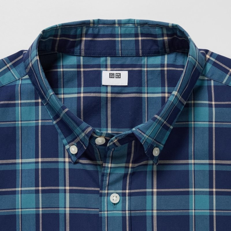 Chemises Uniqlo Extra Fine Cotton Short-sleeve Homme Bleu | 7450838