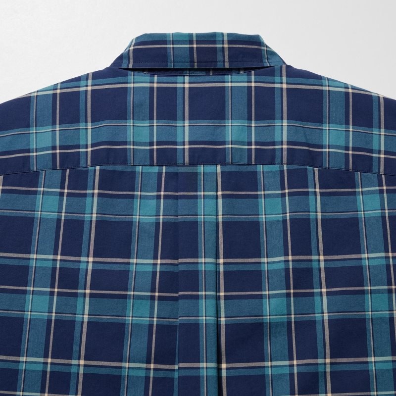Chemises Uniqlo Extra Fine Cotton Short-sleeve Homme Bleu | 7450838