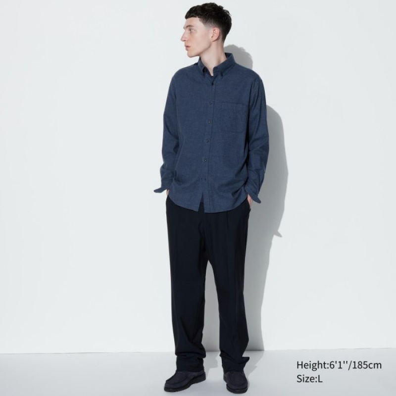 Chemises Uniqlo Flannel Casual Femme Bleu | 1625438