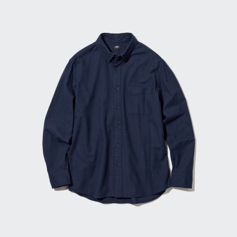 Chemises Uniqlo Flannel Casual Femme Bleu Marine | 881730