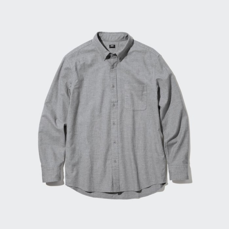Chemises Uniqlo Flannel Casual Femme Grise | 412226