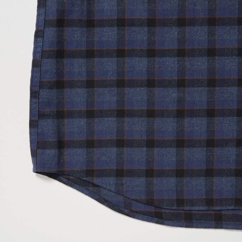 Chemises Uniqlo Flannel Checked Long Sleeve Homme Bleu | 5525932