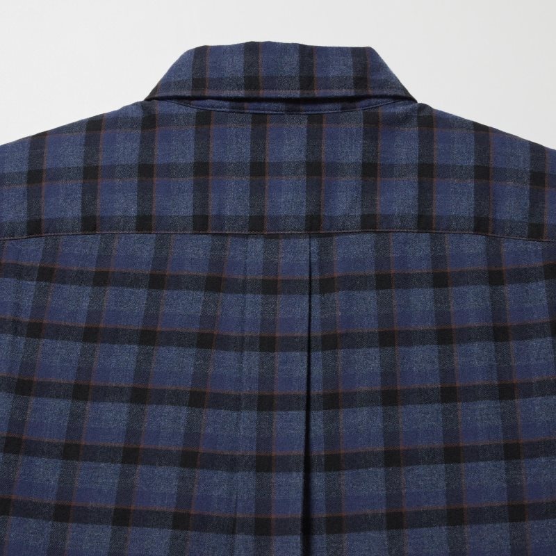 Chemises Uniqlo Flannel Checked Long Sleeve Homme Bleu | 5525932