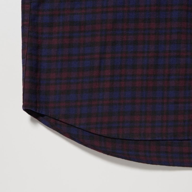 Chemises Uniqlo Flannel Checked Long Sleeve Homme Bordeaux | 9263220