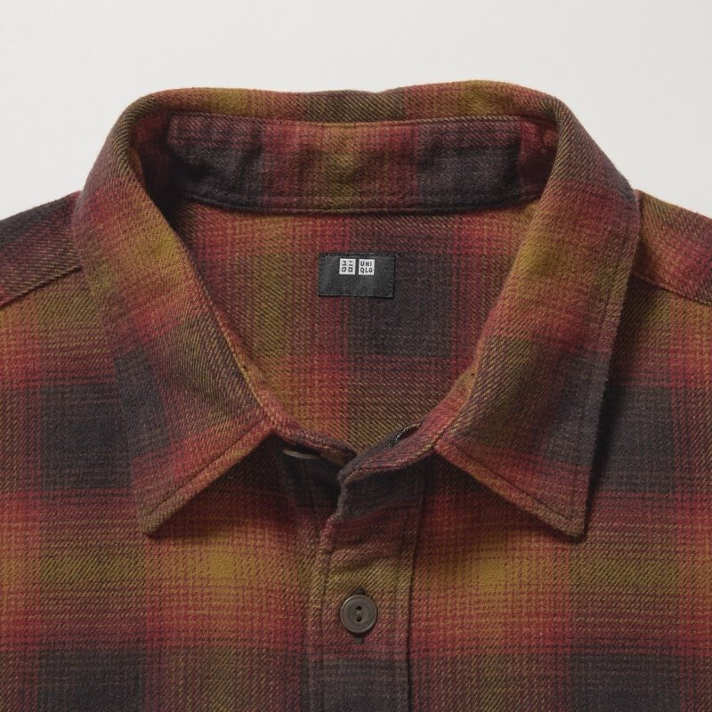 Chemises Uniqlo Flannel Checked Long-sleeve Homme Jaune | 3168046