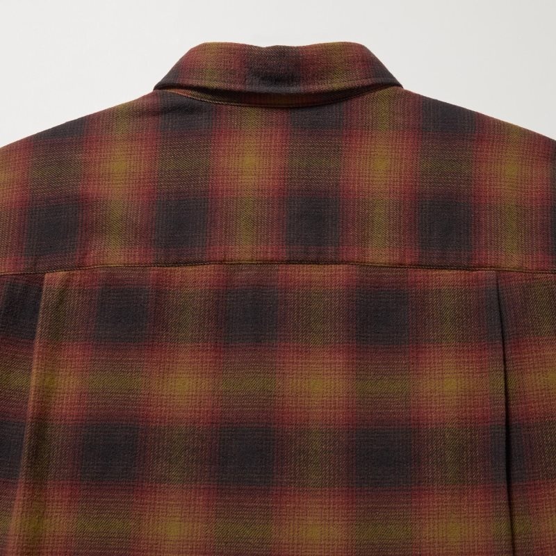 Chemises Uniqlo Flannel Checked Long-sleeve Homme Jaune | 3168046