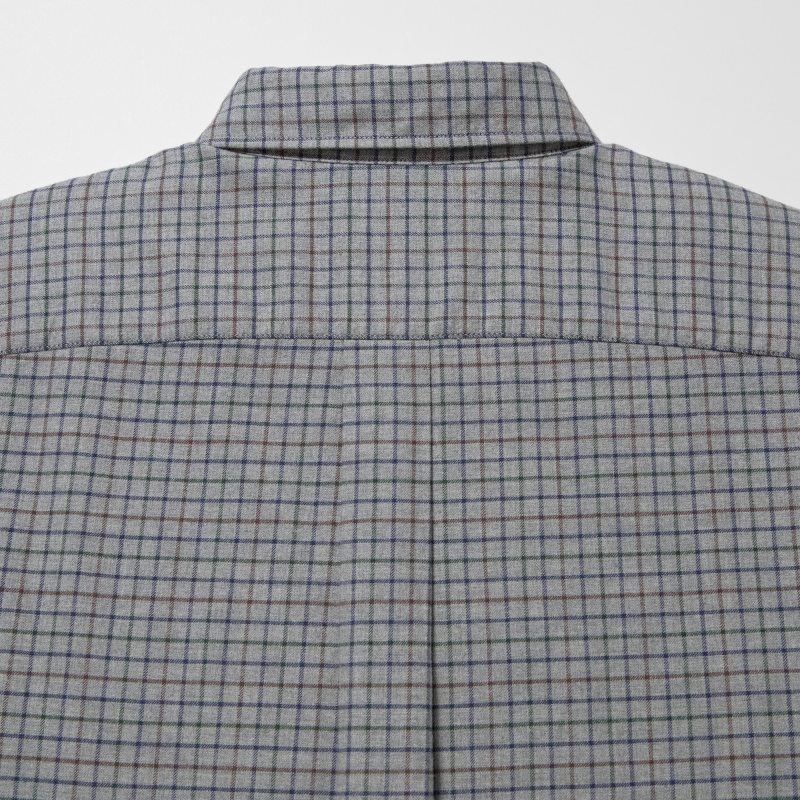 Chemises Uniqlo Flannel Checked Long-sleeve Homme Grise | 2400815