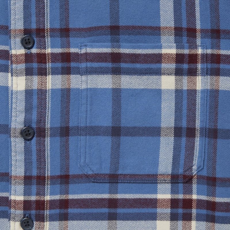 Chemises Uniqlo Flannel Checked Long-sleeve Homme Bleu | 4508868
