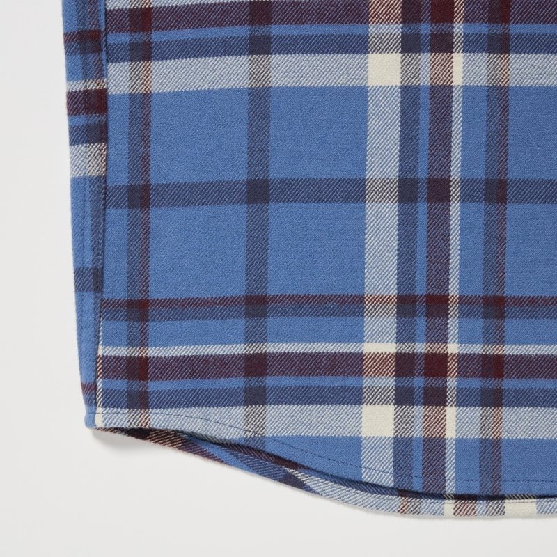 Chemises Uniqlo Flannel Checked Long-sleeve Homme Bleu | 4508868