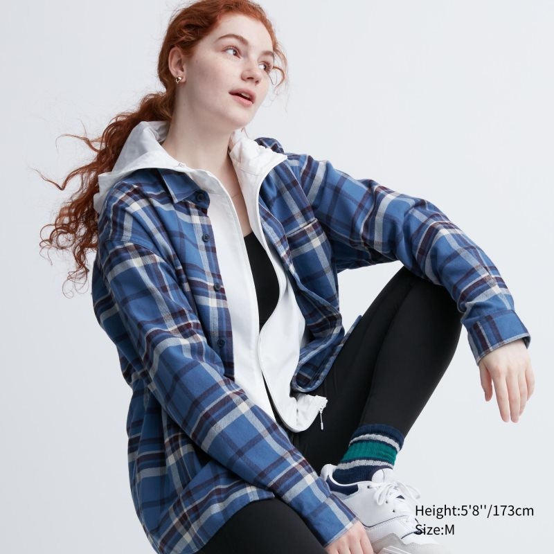 Chemises Uniqlo Flannel Checked Long-sleeve Homme Bleu | 4508868