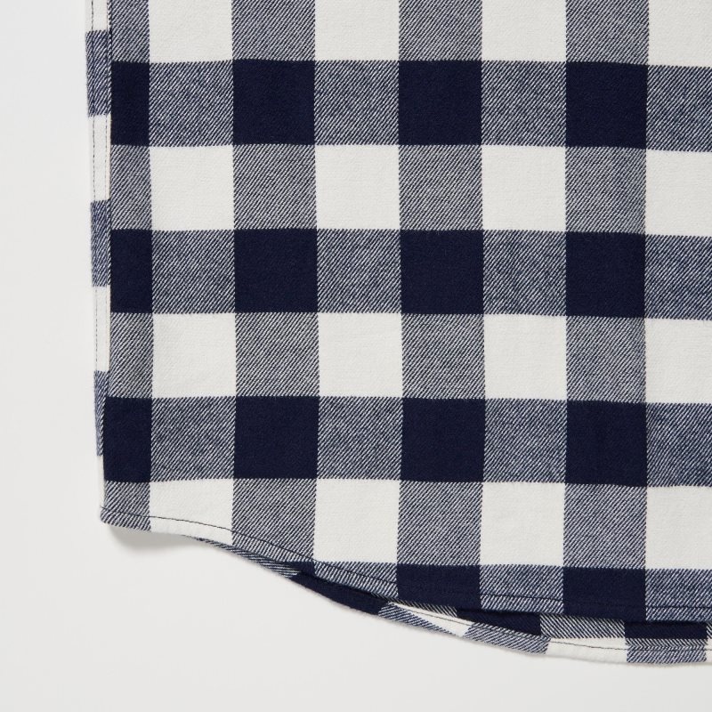 Chemises Uniqlo Flannel Checked Long-sleeve Homme Bleu | 6683939