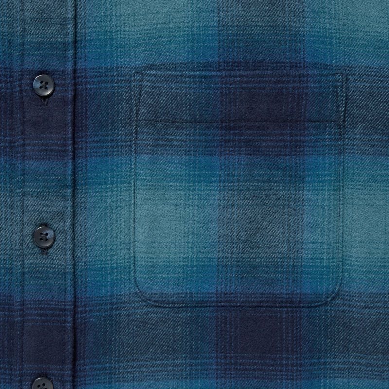 Chemises Uniqlo Flannel Checked Long-sleeve Homme Bleu | 578498