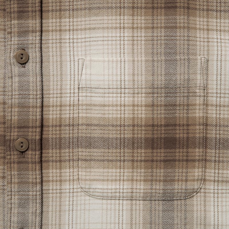 Chemises Uniqlo Flannel Checked Long-sleeve Homme Beige | 3144814