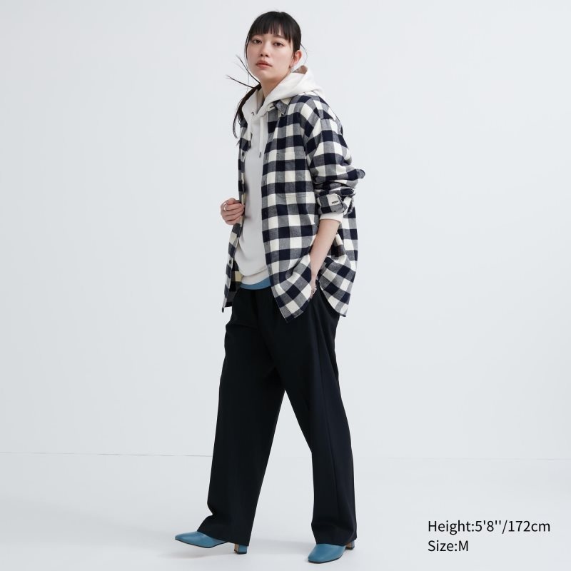 Chemises Uniqlo Flannel Checked Long-sleeve Homme Blanche | 9348687