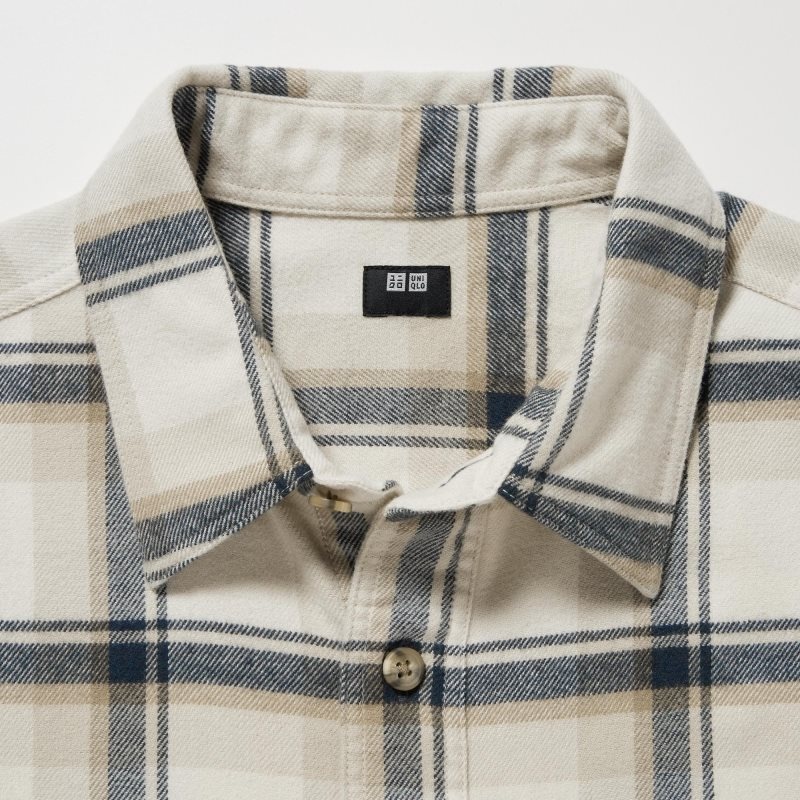 Chemises Uniqlo Flannel Checked Long-sleeve Homme Beige | 6082488