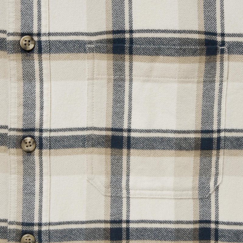 Chemises Uniqlo Flannel Checked Long-sleeve Homme Beige | 6082488