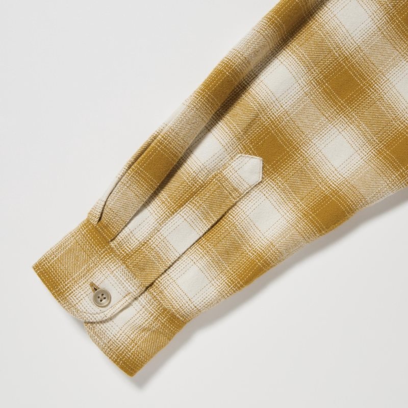 Chemises Uniqlo Flannel Checked Long-sleeve Homme Jaune | 3521703