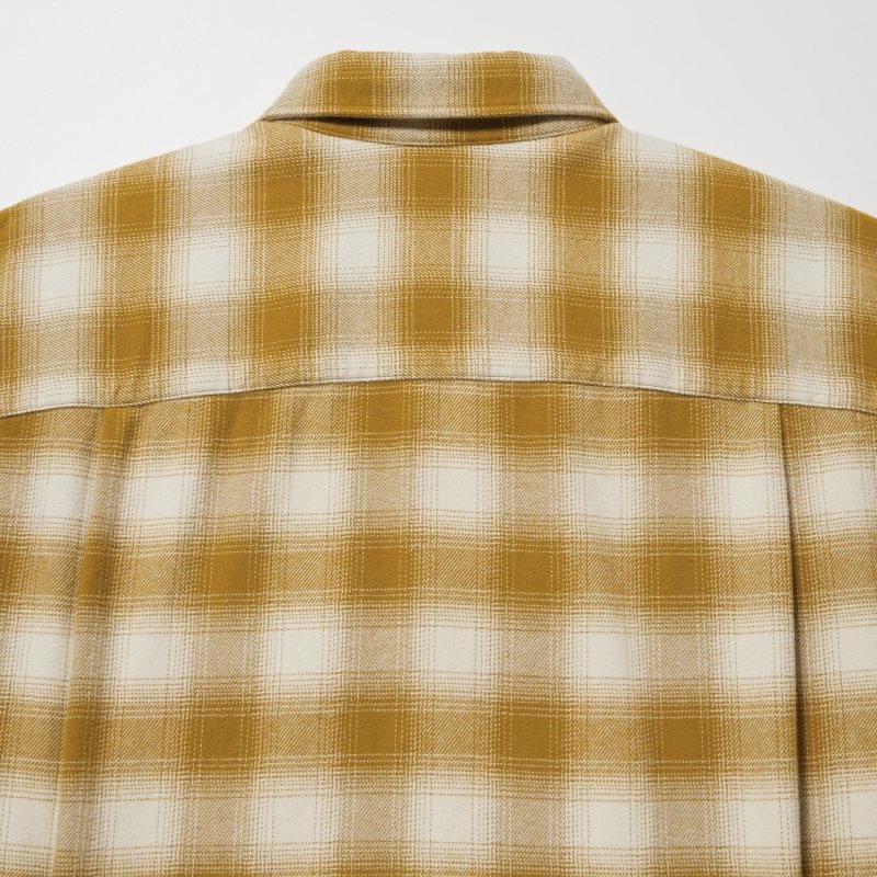 Chemises Uniqlo Flannel Checked Long-sleeve Homme Jaune | 3521703