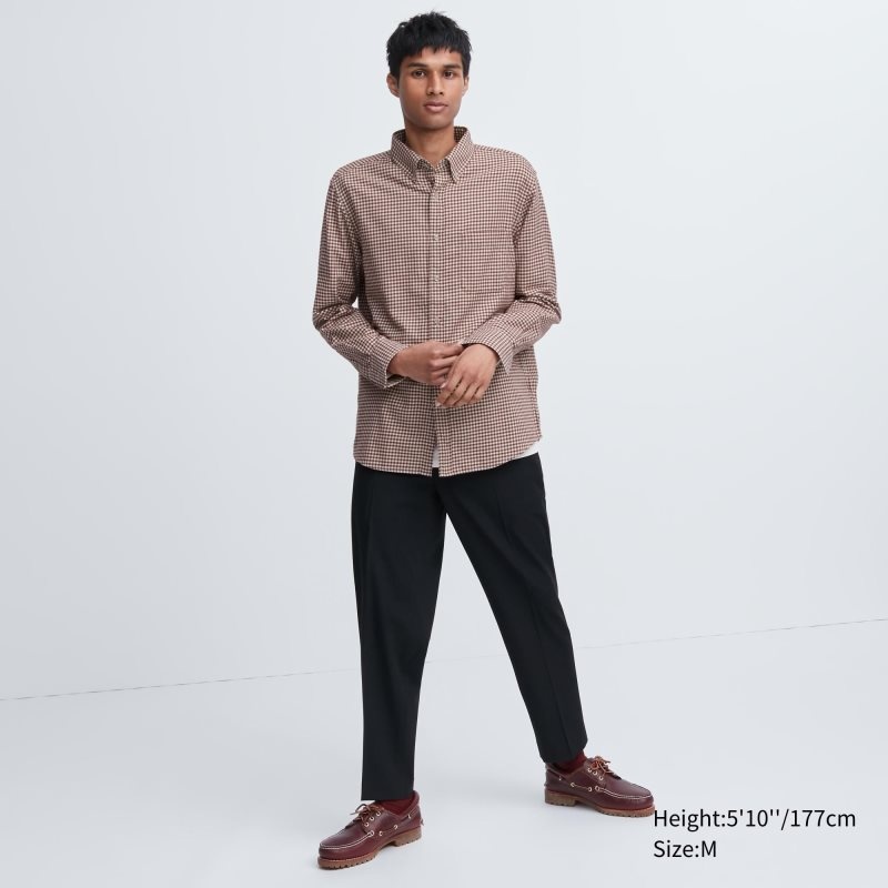 Chemises Uniqlo Flannel Checked Long-sleeve Homme Rouge | 4663336
