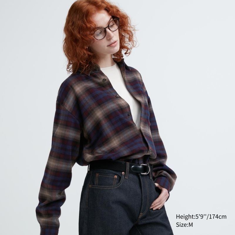 Chemises Uniqlo Flannel Checked Long-sleeve Homme Vert | 6742876