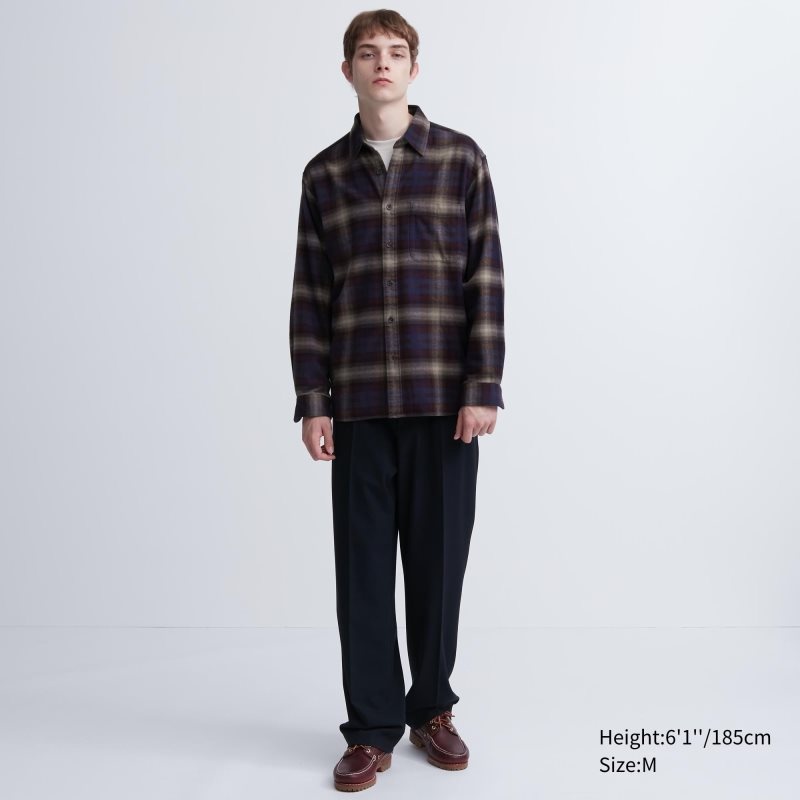 Chemises Uniqlo Flannel Checked Long-sleeve Homme Vert | 6742876