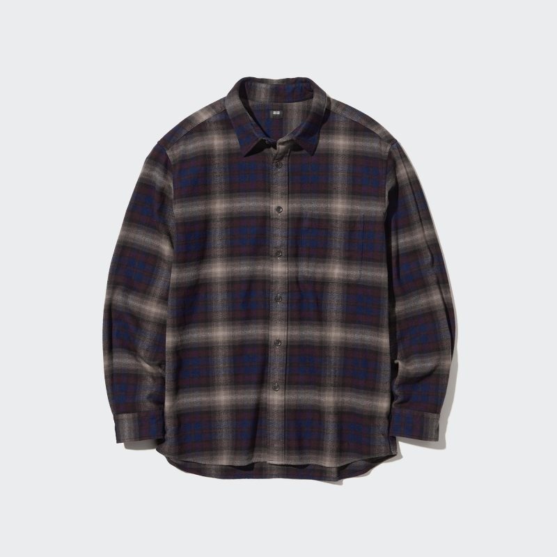 Chemises Uniqlo Flannel Checked Long-sleeve Homme Vert | 6742876