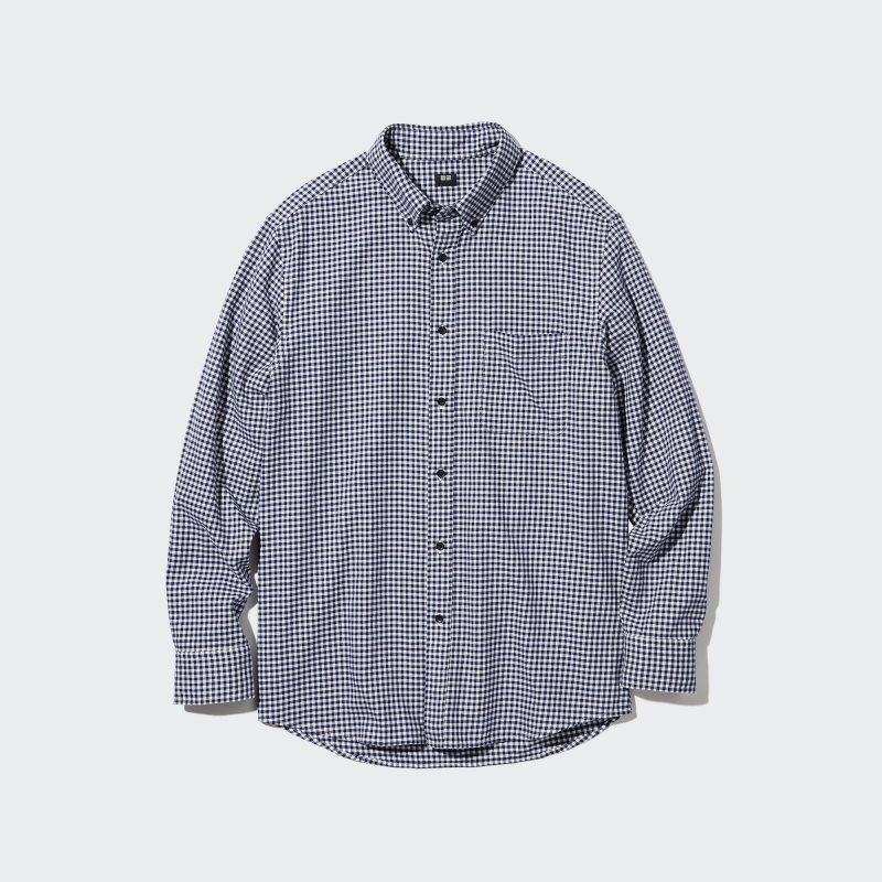 Chemises Uniqlo Flannel Checked Long-sleeve Homme Bleu Marine | 8597460
