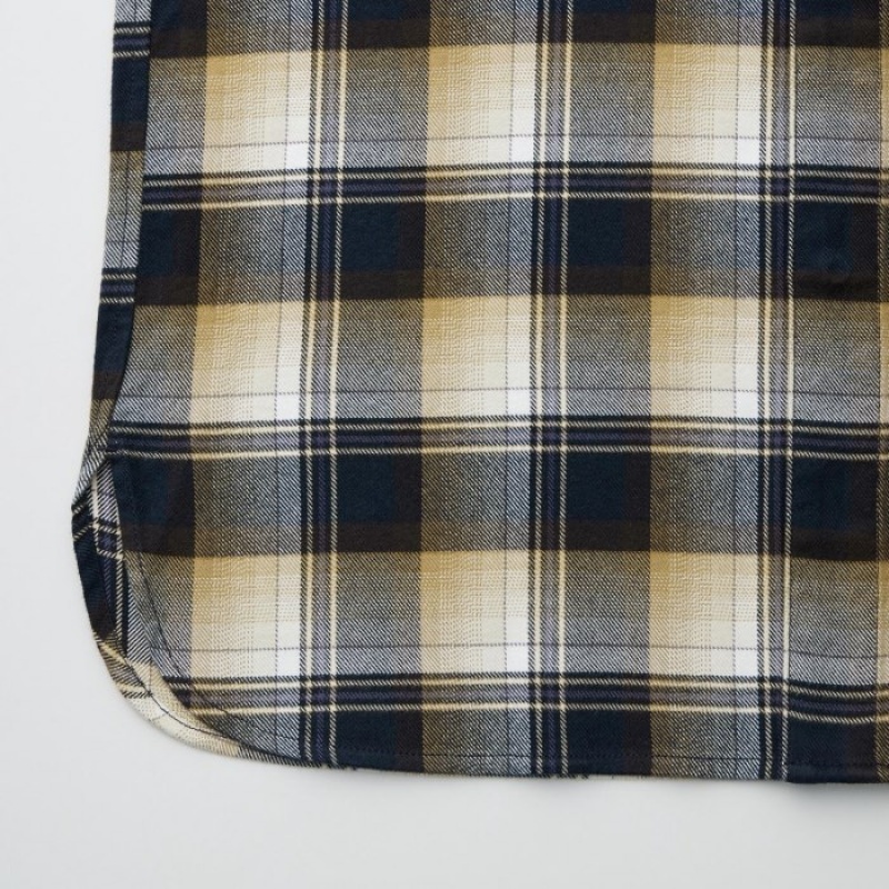 Chemises Uniqlo Flannel Long-Sleeve Femme Beige | 3143828
