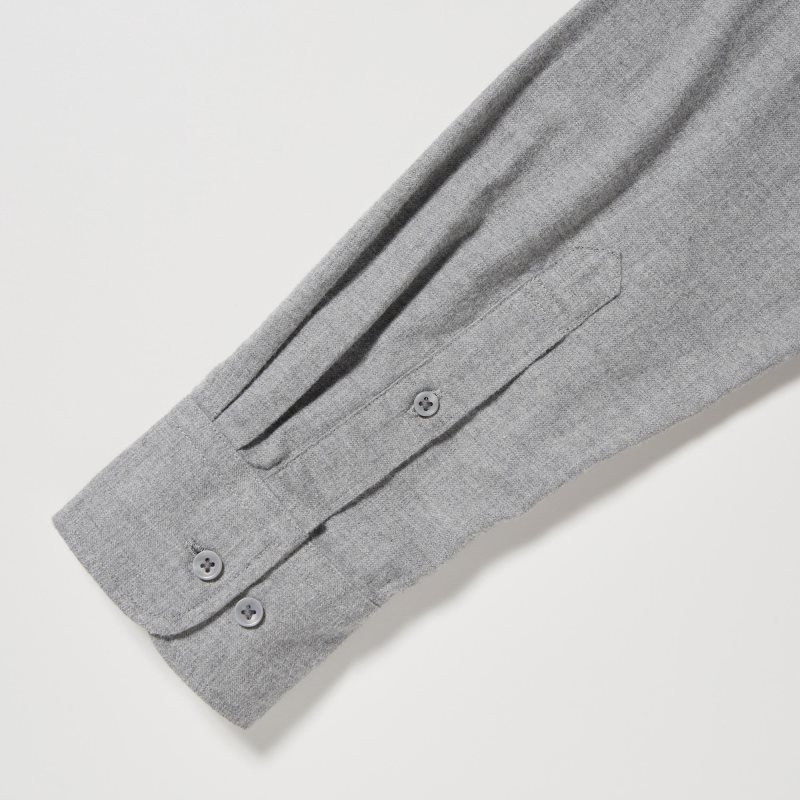 Chemises Uniqlo Flannel Long-Sleeve Homme Grise | 2284499