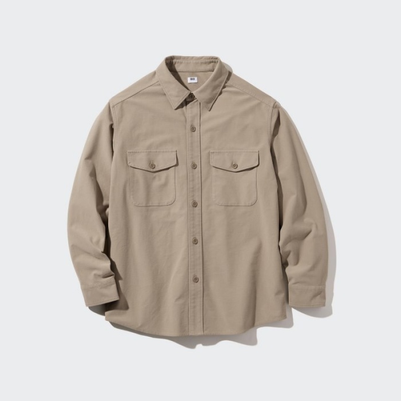 Chemises Uniqlo Jersey Femme Beige | 3849927