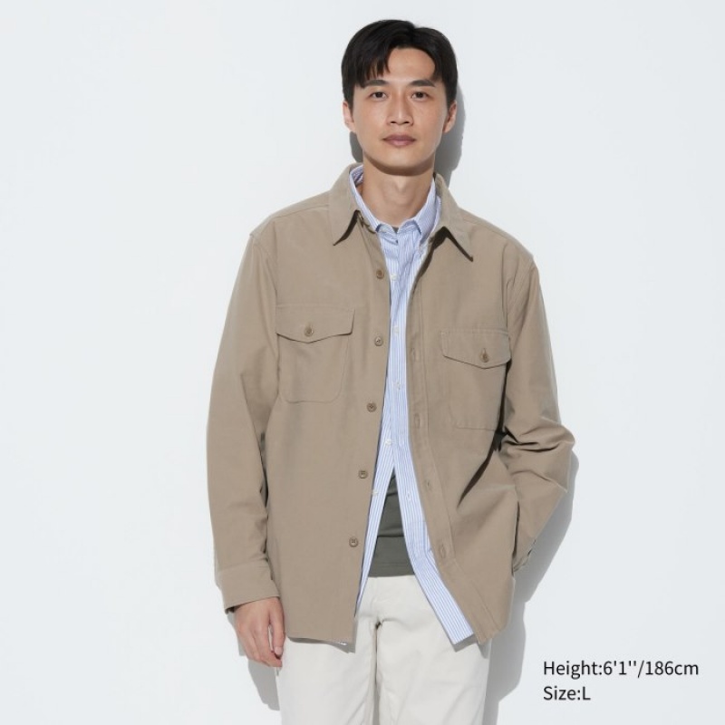 Chemises Uniqlo Jersey Femme Beige | 3849927