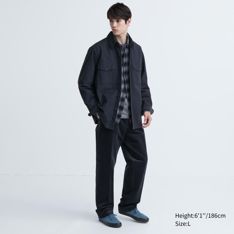 Chemises Uniqlo Jersey Utility Long-sleeve Overshirt Homme Bleu Marine | 8805486