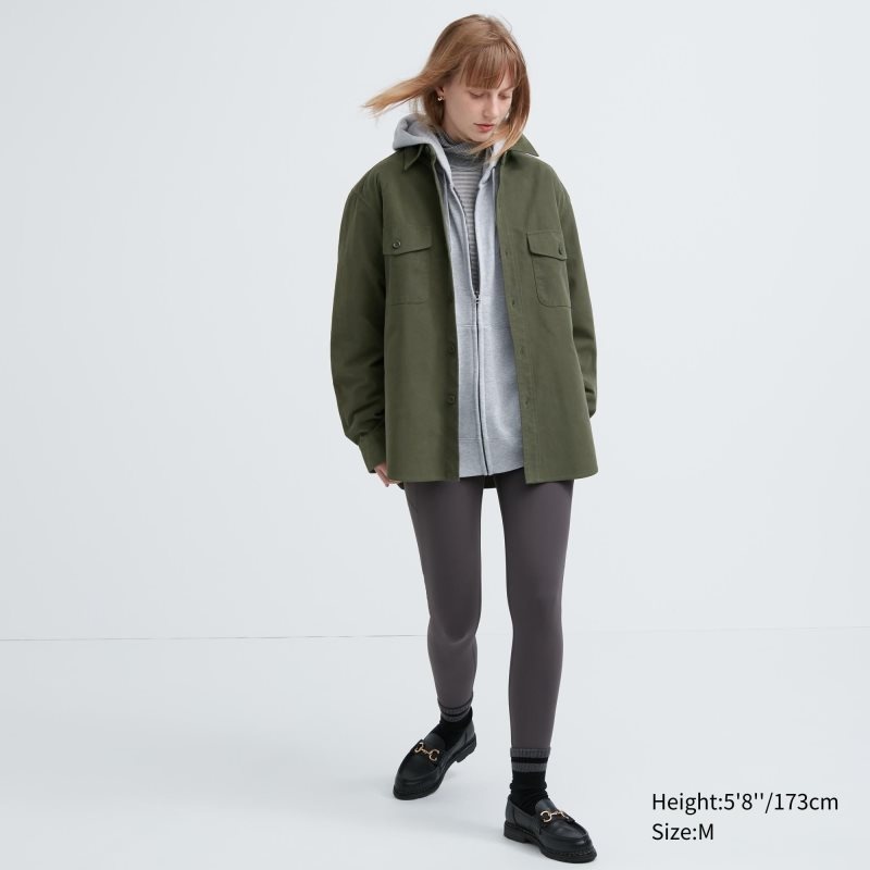 Chemises Uniqlo Jersey Utility Long-sleeve Overshirt Homme Vert Olive | 3315490