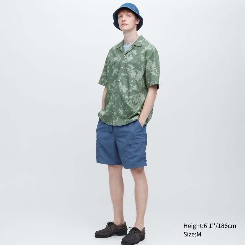 Chemises Uniqlo Open Collar Short-sleeve Homme Vert | 2235078
