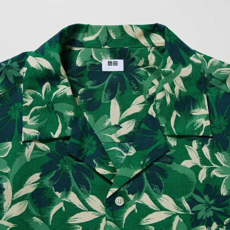 Chemises Uniqlo Open Collar Short-sleeve Homme Vert | 1499067