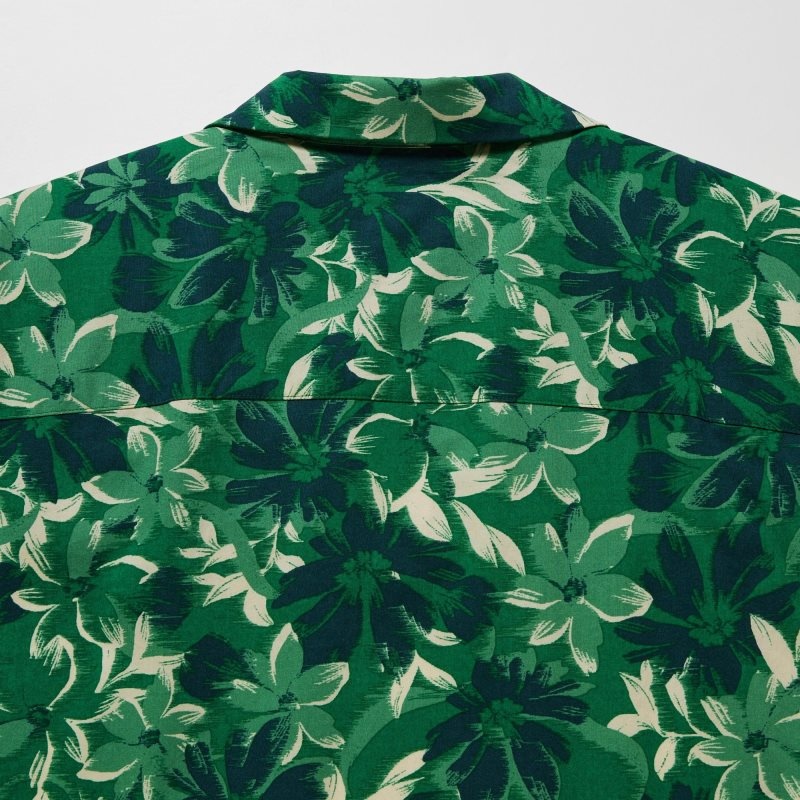 Chemises Uniqlo Open Collar Short-sleeve Homme Vert | 1499067