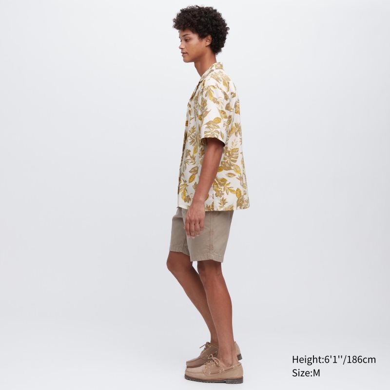 Chemises Uniqlo Open Collar Short-sleeve Homme Blanche | 8383075