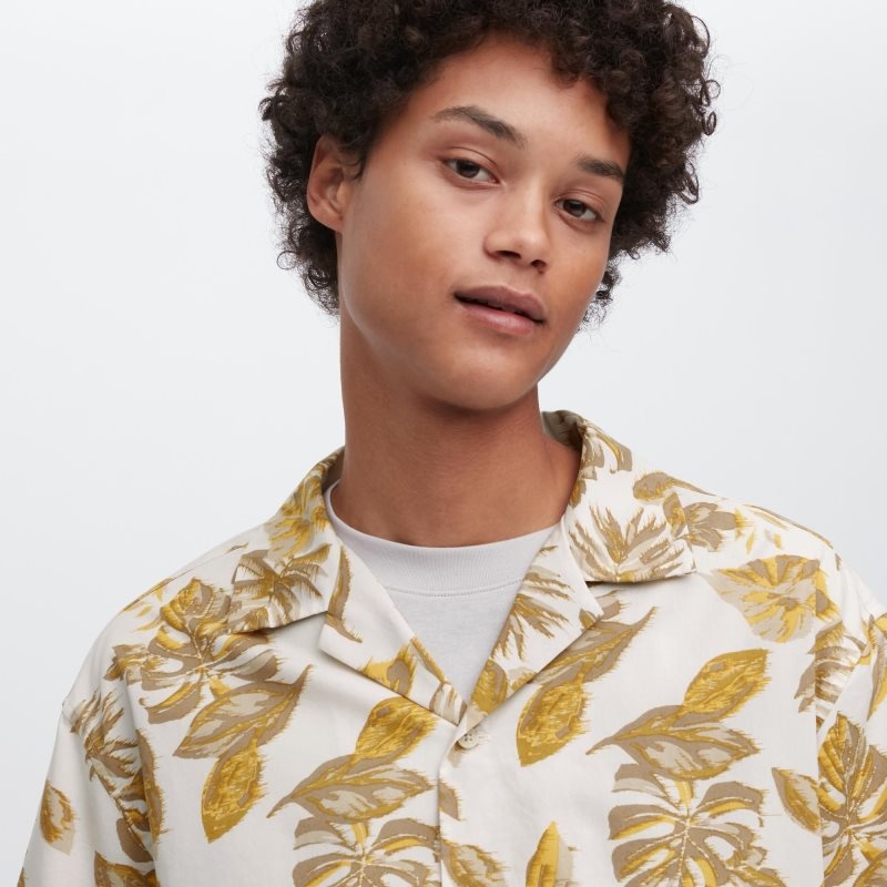 Chemises Uniqlo Open Collar Short-sleeve Homme Blanche | 8383075