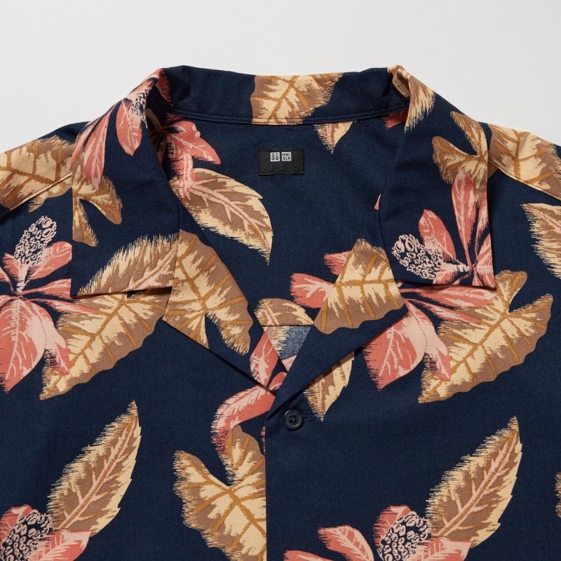 Chemises Uniqlo Open Collar Short-sleeve Homme Bleu Marine | 5697189