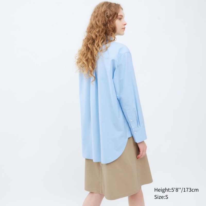Chemises Uniqlo Oxford Long-Sleeve Long Femme Rose | 7453480